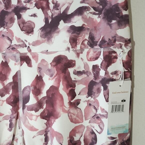 Balance Collection Purple High waist floral athletic active workout leggings XL‎ - Picture 3 of 7